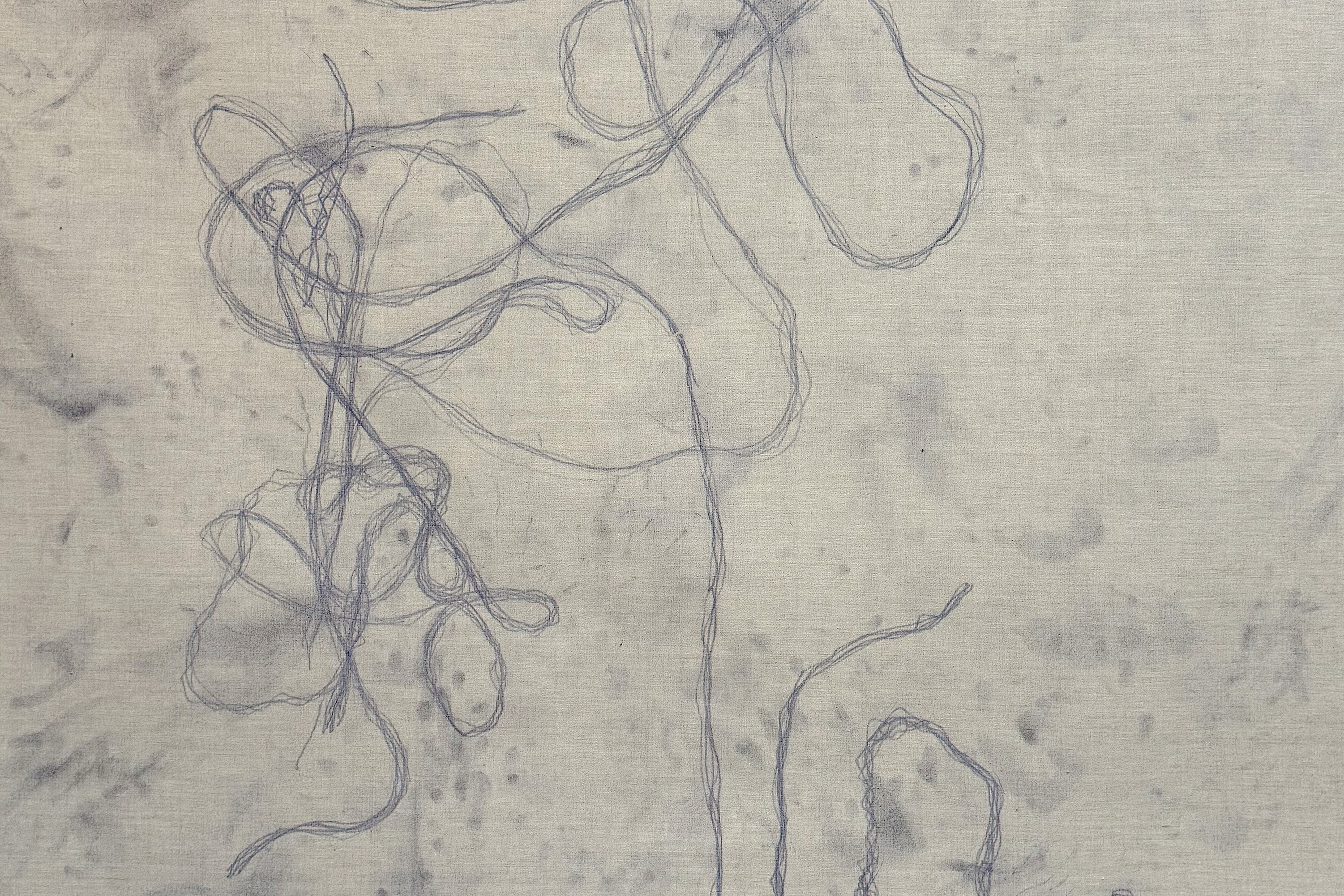 [detail] Stringer Study (Teufelshoerner Eiffelturm Zauberknoten), 2024. carbon copy on unprimed linen, 180 x 135 cm copy